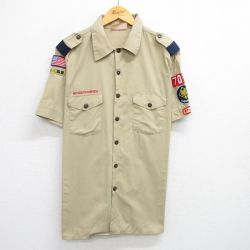 【50%OFF】XL★古着 半袖 ボーイスカウト シャツ メンズ 90年代 90s USA製 ベージュ カーキ 25jul04 中古 トップス