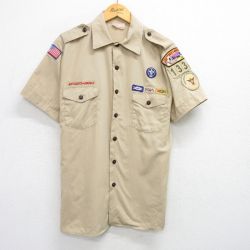 L★古着 半袖 ボーイスカウト シャツ メンズ 90年代 90s USA製 ベージュ カーキ 25jul04 中古 トップス