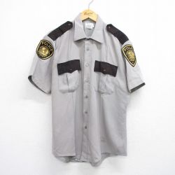 L★古着 elbeco 半袖 ワーク シャツ メンズ 90年代 90s POLICE USA製 薄グレー他 25jul05 中古 トップス