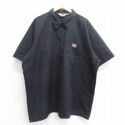 XL★古着 ベンデイビス 半袖 ハーフジップ ワーク シャツ メンズ 90年代 90s 大きいサイズ ロング丈 USA製 黒 ブラック 【spe】 25jul07 中古 トップス