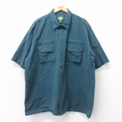 XL★古着 カベラス 半袖 ワーク シャツ メンズ 00年代 00s 大きいサイズ ロング丈 コットン 緑系 グリーン 【spe】 25jul07 中古 トップス