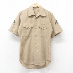 【50%OFF】S★古着 半袖 ミリタリー シャツ メンズ 80年代 80s 開襟 オープンカラー USA製 ベージュ カーキ 25jul07 中古 トップス