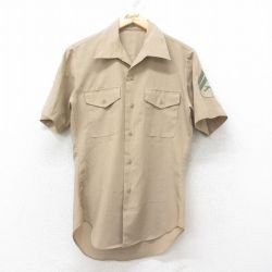 【50%OFF】S★古着 半袖 ミリタリー シャツ メンズ 80年代 80s 開襟 オープンカラー ベージュ カーキ 25jul07 中古 トップス