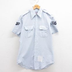 S★古着 半袖 ミリタリー シャツ メンズ 80年代 80s USAF 薄紺 ネイビー 25aug23 中古 トップス