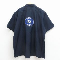 XL★古着 レッドキャップ 半袖 ワーク シャツ メンズ 90年代 90s RZ 大きいサイズ ロング丈 濃紺 26mar31