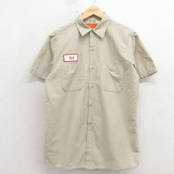 L★古着 レッドキャップ 半袖 ワーク シャツ メンズ 80年代 80s USA製 ベージュ 26apr13