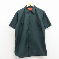 L★古着 レッドキャップ 半袖 ワーク シャツ メンズ 00年代 00s 緑 26apr13