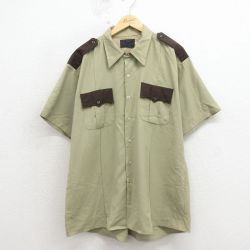 XL★古着 半袖 ワーク シャツ メンズ 80年代 80s 大きいサイズ ベージュ 26apr13