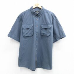 XL★古着 レッドヘッド 半袖 ワーク シャツ メンズ 00年代 00s リップストップ コットン ボタンダウン 濃グレー系 26apr25