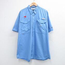 XL★古着 コロンビア 半袖 フィッシング シャツ メンズ 00年代 00s PFG 薄紺 内側メッシュ 26apr25