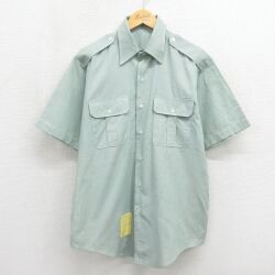 XL★古着 半袖 ミリタリー シャツ メンズ 90年代 90s USA製 カーキ【spe】 26may22