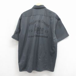 XL★古着 ディッキーズ 半袖 ワーク シャツ メンズ Alpine 大きいサイズ ロング丈 グレー 26may27