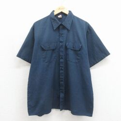 XL★古着 ビッグベン 半袖 ワーク シャツ メンズ 80年代 80s 大きいサイズ USA製 ネイビー 26may27