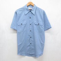 XL★古着 シアーズ 半袖 シャンブレー シャツ メンズ 70年代 70s ライトブルー【spe】 26jun03
