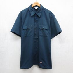 ディッキーズ 90s 半袖ワークシャツ ネイビー XL | 古着
