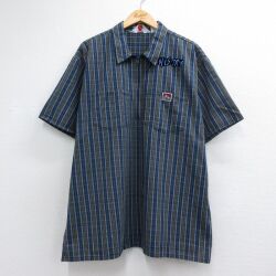 ベンデイビス 00s 半袖ハーフジップワークシャツ MINISTRYチェック ネイビー メンズXL相当 | 古着