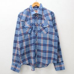 【50%OFF】XL★古着 長袖 ウエスタン シャツ メンズ 90年代 90s 大きいサイズ 紺他 ネイビー チェック 24may14 中古 トップス