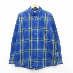XL★古着 ラングラー Wrangler 長袖 ウエスタン シャツ メンズ 20X 大きいサイズ コットン 青他 ブルー チェック 24dec04 中古 トップス