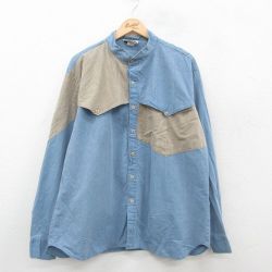 【20%OFF】XL★古着 長袖 ウエスタン シャツ メンズ 90年代 90s ツートンカラー 大きいサイズ コットン USA製 薄紺他 ネイビー 【spe】 24dec04 中古 トップス
