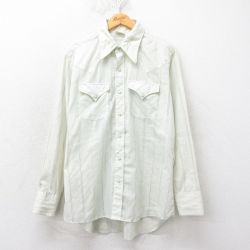 L★古着 ELY 長袖 ウエスタン シャツ メンズ 80年代 80s 薄緑 グリーン 25feb17 中古 トップス