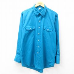 L★古着 長袖 ウエスタン シャツ メンズ 80年代 80s USA製 青 ブルー 25feb21 中古 トップス
