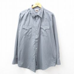 XL★古着 ELY 長袖 ウエスタン シャツ メンズ 90年代 90s 大きいサイズ ロング丈 グレー 25feb21 中古 トップス