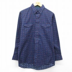 L★古着 ラングラー Wrangler 長袖 ウエスタン シャツ メンズ 90年代 90s コットン 濃紺 ネイビー 25feb22 中古 トップス