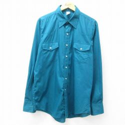 XL★古着 長袖 ウエスタン シャツ メンズ 80年代 80s USA製 青緑 25mar03 中古 トップス
