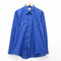 XL★古着 ELY 長袖 ウエスタン シャツ メンズ 90年代 90s 青 ブルー 25mar19 中古 トップス