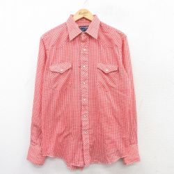 L★古着 ラングラー Wrangler 長袖 ウエスタン シャツ メンズ 80年代 80s USA製 赤他 レッド ギンガム チェック 25mar19 中古 トップス