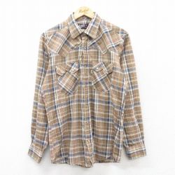 M★古着 リーバイス Levis 長袖 ウエスタン シャツ メンズ 90年代 90s USA製 茶他 ブラウン チェック 25mar19 中古 トップス