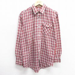 M★古着 長袖 ウエスタン シャツ メンズ 80年代 80s 赤他 レッド チェック 25mar25 中古 トップス