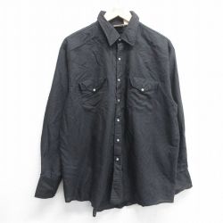 XL★古着 長袖 ウエスタン シャツ メンズ 90年代 90s USA製 黒 ブラック 25mar25 中古 トップス