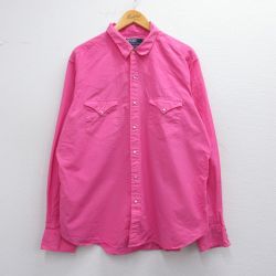 XL★古着 ラルフローレン Ralph Lauren 長袖 ブランド ウエスタン シャツ メンズ 90年代 90s 大きいサイズ コットン ピンク 25mar27 中古 トップス