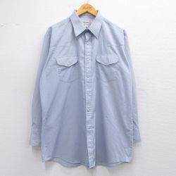 XL★古着 長袖 ウエスタン シャツ メンズ 90年代 90s ロング丈 グレー 25mar27 中古 トップス