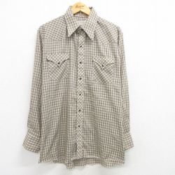L★古着 長袖 ウエスタン シャツ メンズ 90年代 90s USA製 黄他 イエロー チェック 25apr02 中古 トップス