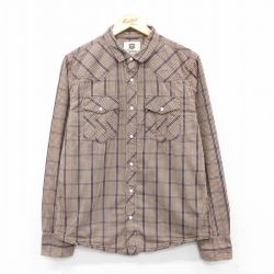 M★古着 リーバイス Levis 長袖 ウエスタン シャツ メンズ コットン 茶他 ブラウン チェック 25may08 中古 トップス