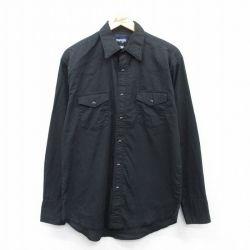 L★古着 ラングラー Wrangler 長袖 ウエスタン シャツ メンズ 黒 ブラック 25may08 中古 トップス