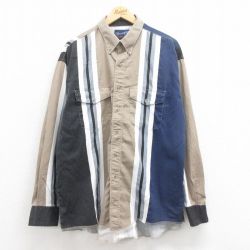 XL★古着 ラングラー Wrangler 長袖 ウエスタン シャツ メンズ 90年代 90s コットン ボタンダウン 紺他 ネイビー 25aug30 中古 トップス