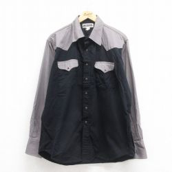 XL★古着 長袖 ウエスタン シャツ メンズ 00年代 00s ツートンカラー コットン 黒他 ブラック 25aug30 中古 トップス