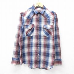 L★古着 キャンパス 長袖 ウエスタン シャツ メンズ 90年代 90s 紺他 ネイビー チェック 25sep18 中古 トップス