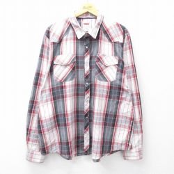XL★古着 リーバイス Levis 長袖 ウエスタン シャツ メンズ 大きいサイズ 白他 ホワイト チェック 25sep18 中古 トップス