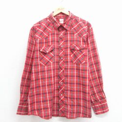 XL★古着 ラスラー 長袖 ウエスタン シャツ メンズ 90年代 90s 大きいサイズ 赤他 チェック 26jan24