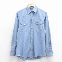 M★古着 ラングラー 長袖 ウエスタン シャツ メンズ 90年代 90s 薄紺 26jan24