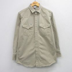 L★古着 カーハート 長袖 ウエスタン シャツ メンズ 90年代 90s ロング丈 コットン USA製 ベージュ【spe】 26feb06