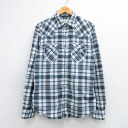ラルフローレン 長袖ウエスタンシャツ ネイビーチェック M | 古着