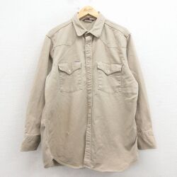 XL★古着 カーハート 長袖 ウエスタン シャツ メンズ 90年代 90s ロング丈 コットン ベージュ【spe】 26mar05