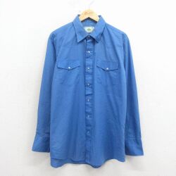 XL★古着 長袖 ウエスタン シャツ メンズ 90年代 90s USA製 薄紺 26mar05