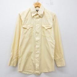 M★古着 長袖 ウエスタン シャツ メンズ 90年代 90s コットン USA製 黄 26apr01