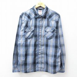 L★古着 リーバイス Levis 長袖 ウエスタン シャツ メンズ 紺他 チェック 26apr06